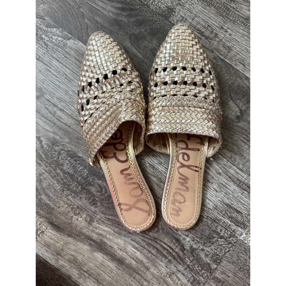 Sam Edelman Gold Woven Mules